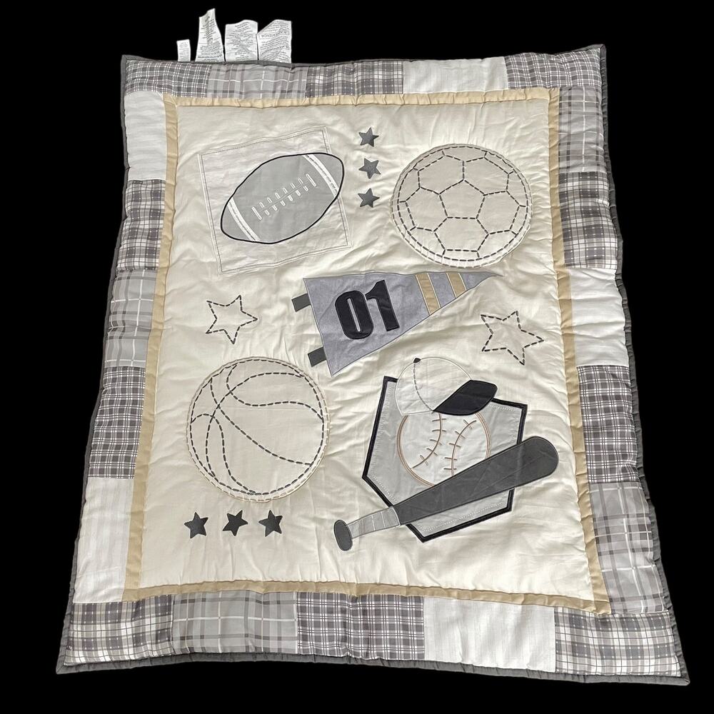 Peanutshell Baby Boy Crib Comforter Sports Nursery Blanket Neutral Color Balls